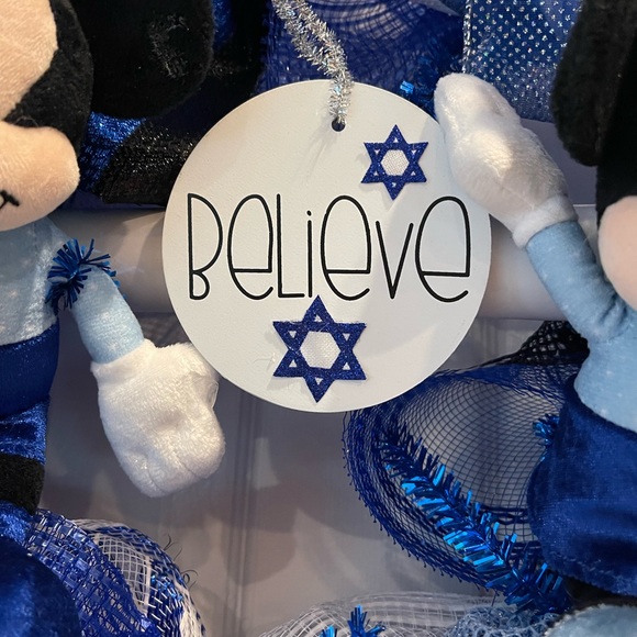 Disney Happy Hanukkah Wreath, Mickey Mouse Chanukah, Mickey and Minnie Decor - Picture 4 of 9